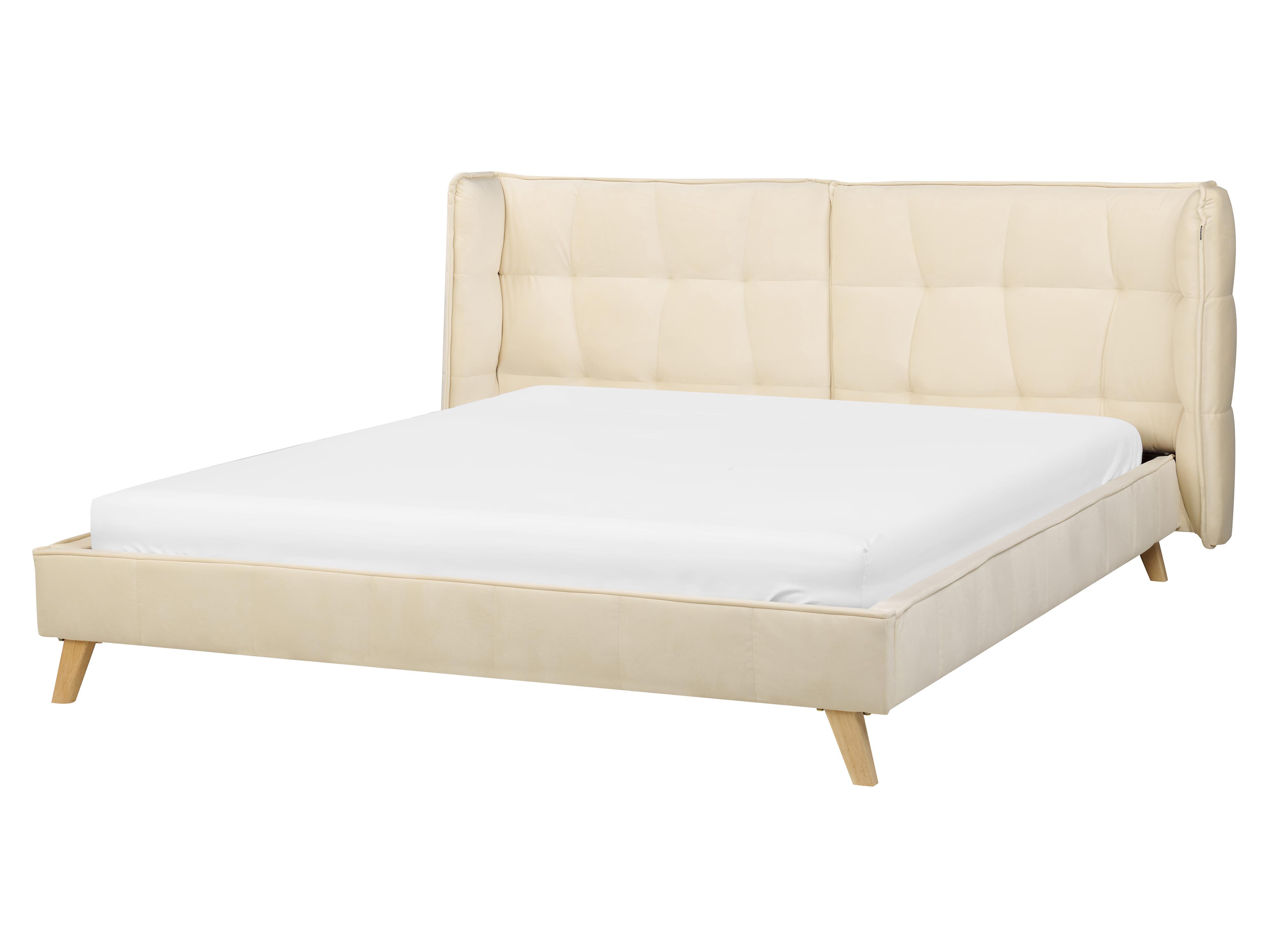 Bed Fluweel SENLIS 160 x 200 cm Beige