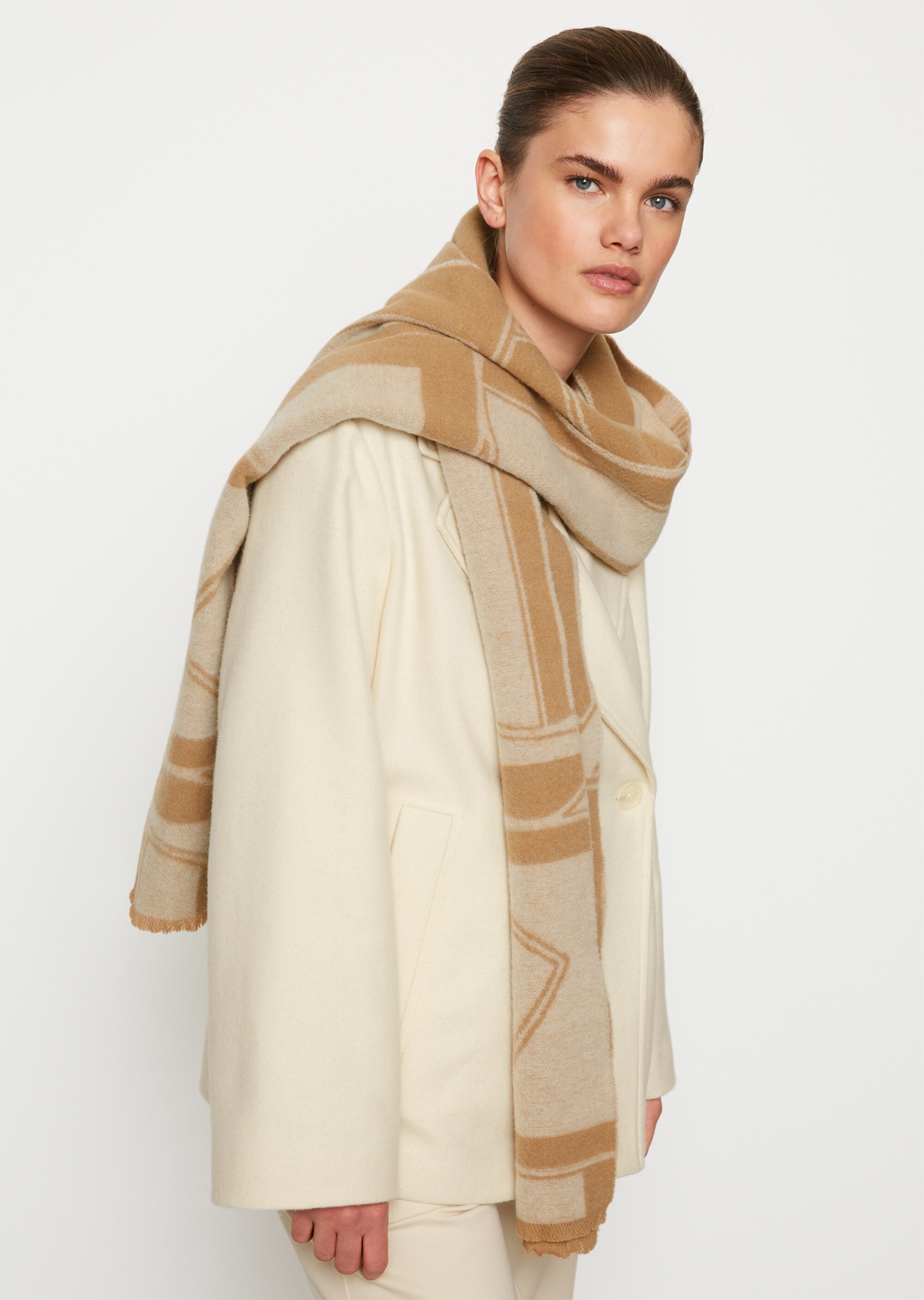 Jacquard-Schalaus Schurwolle-Mix