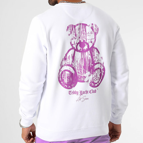 Sweat Crewneck Art Series Dripping Mono Blanc Violet