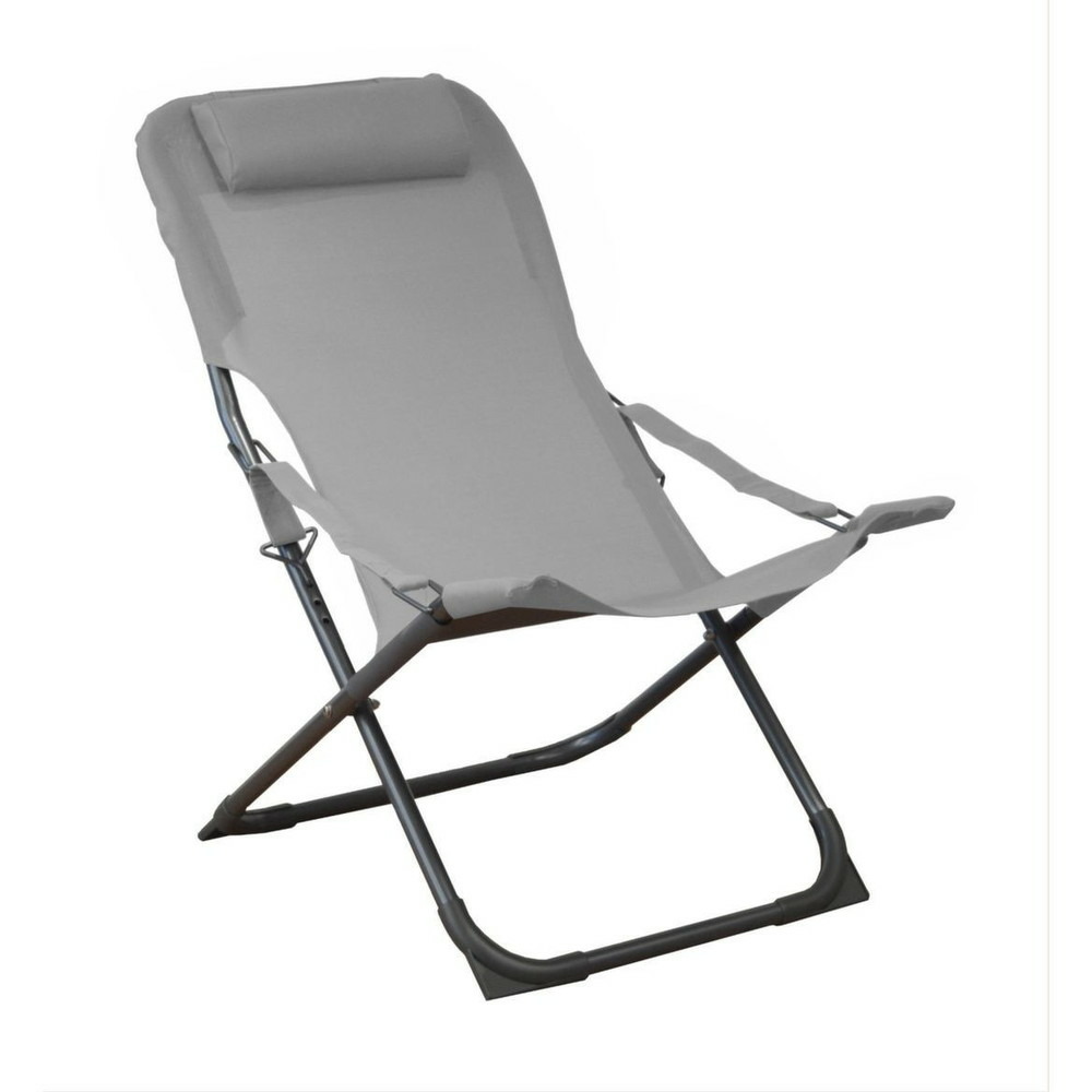 Lot de 2 relax de jardin pliants easy - graphite/perle - aluminium/toile tpep