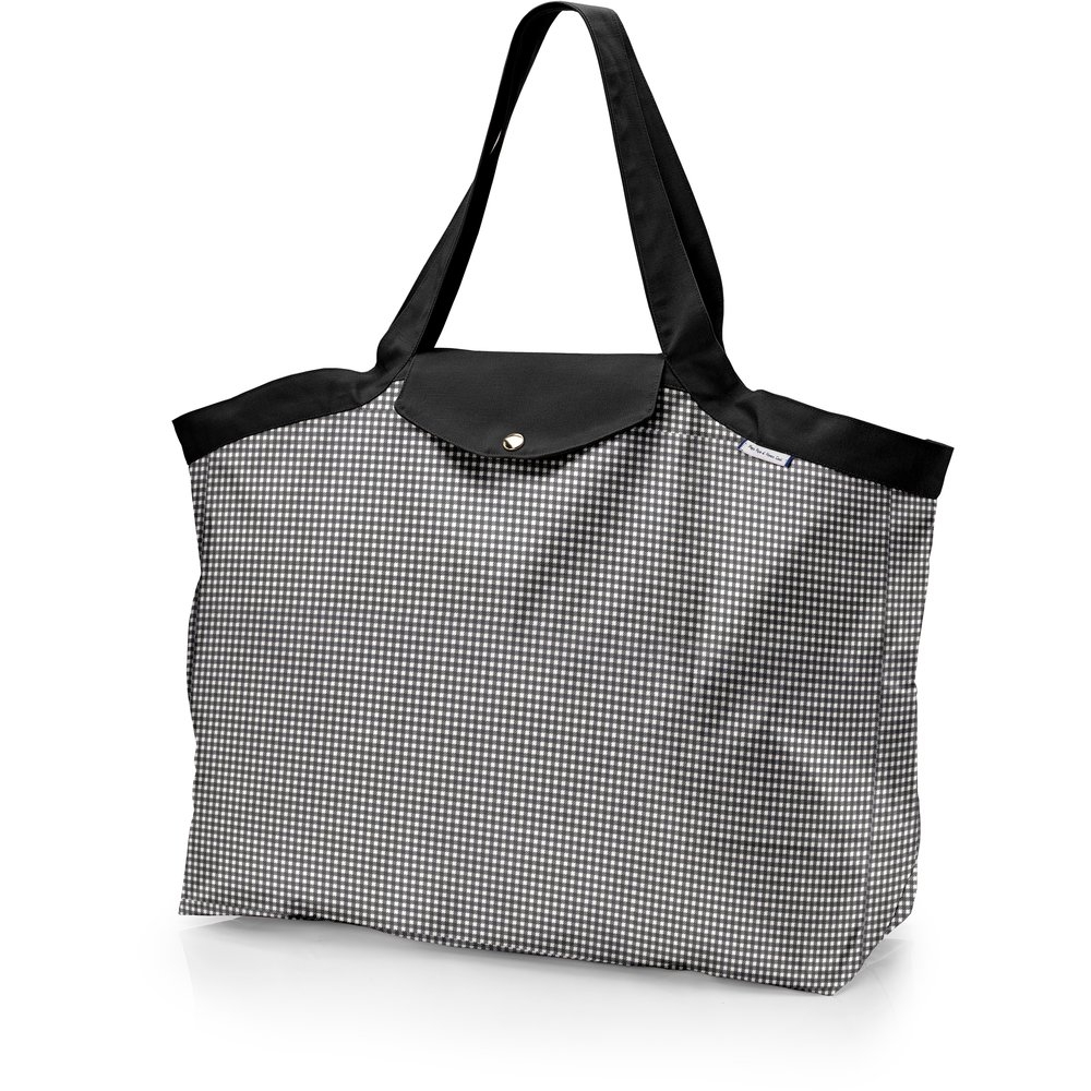 Grand Sac Cabas En Tissu Vichy Noir