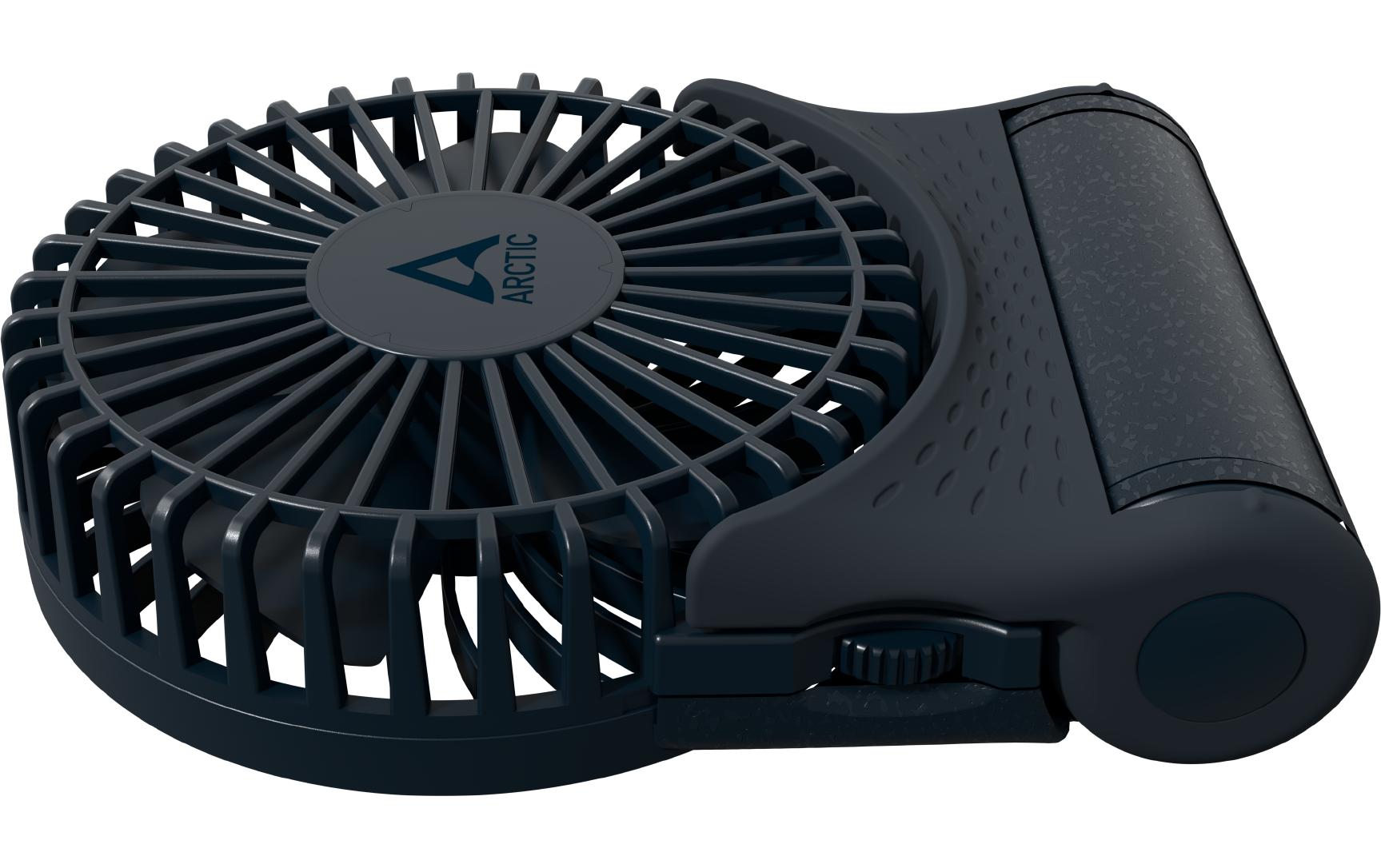 USB-Ventilator Summair2Go DunkelblauWiederaufladbarer Taschenventilator mit Standfuss