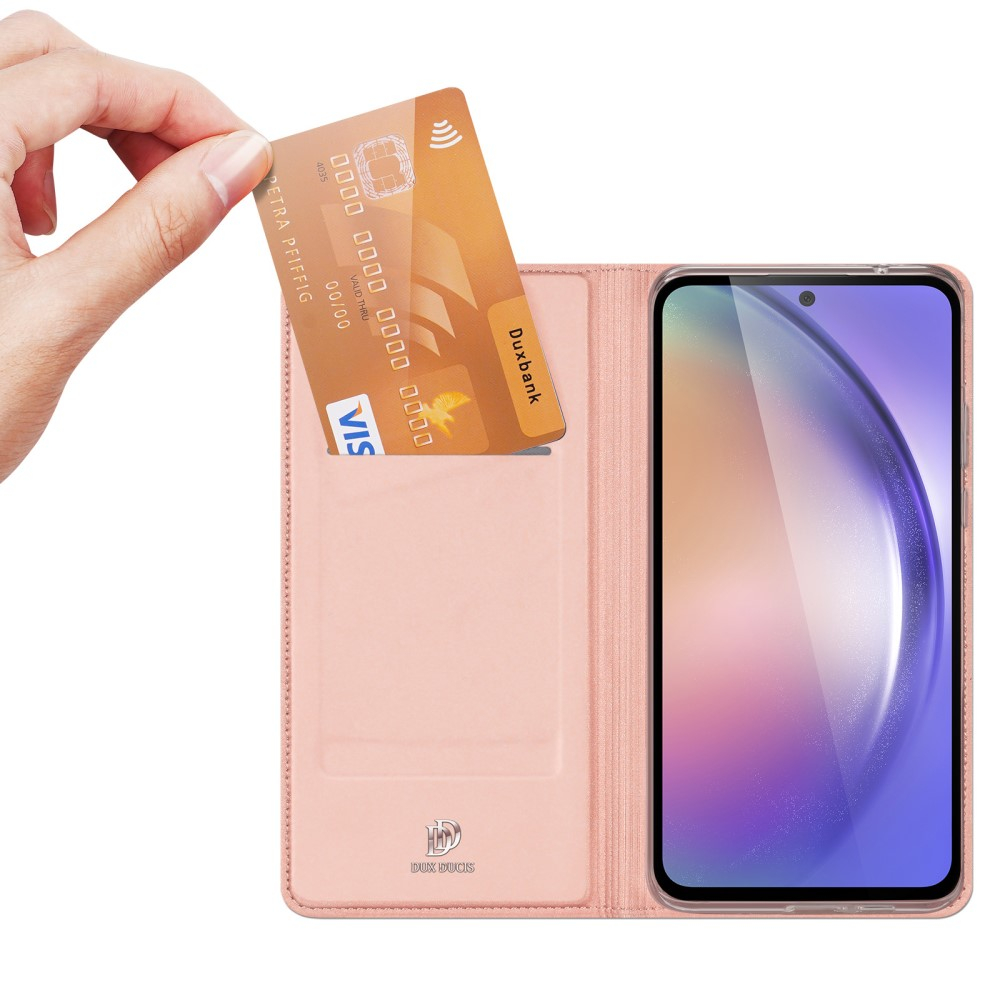 Samsung Galaxy A55 Flip Wallet Cover Leder Tasche - Roségold