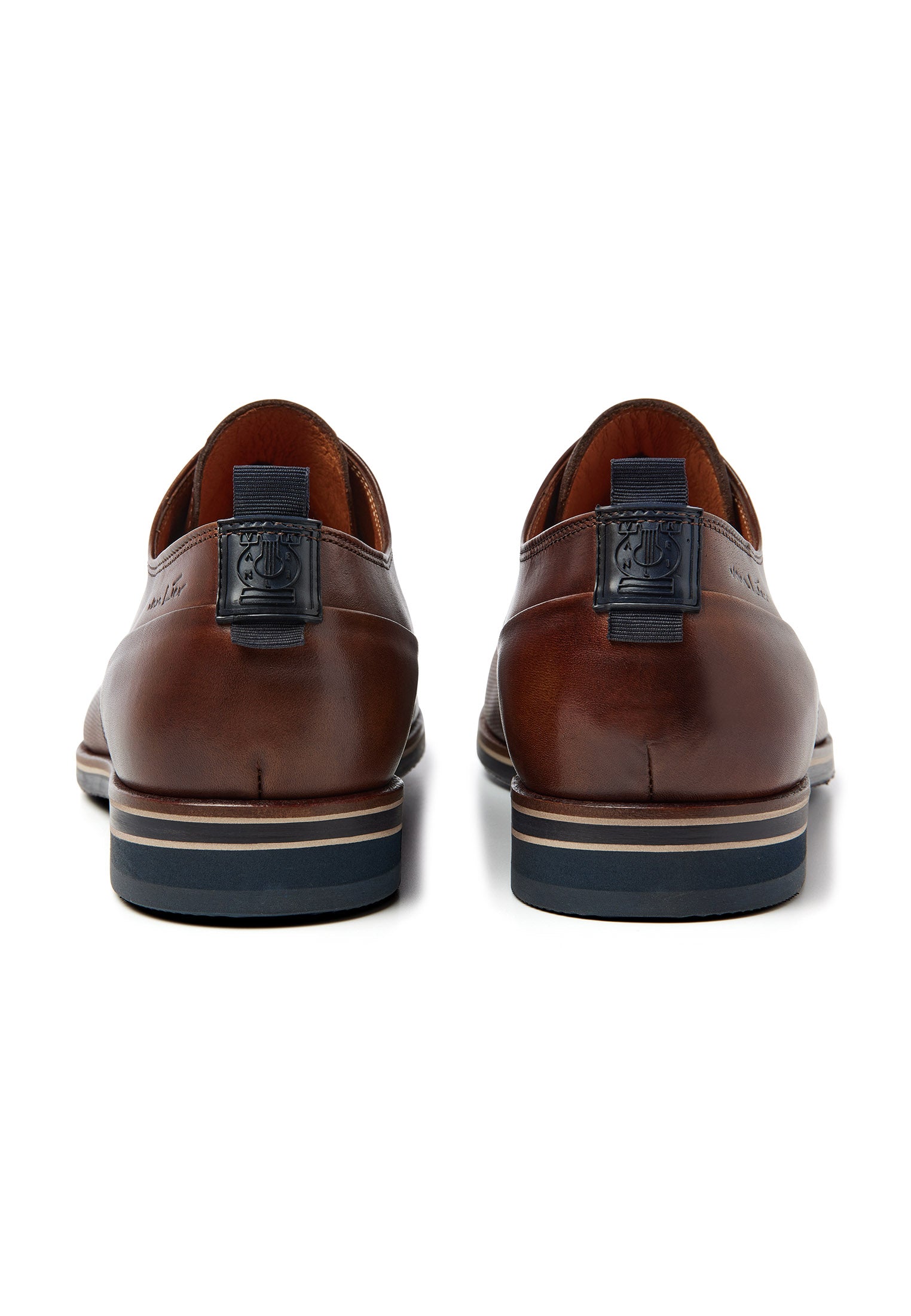 Cognac gladleren Sabinus veterschoen