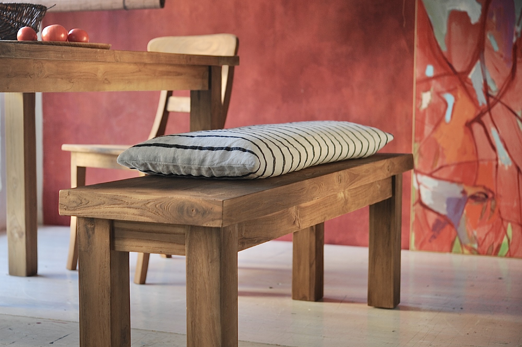 Holzbank aus recyceltem Teak, natur, B 160 cm, H 47 cm, L 35 cm von fischer's lagerhaus