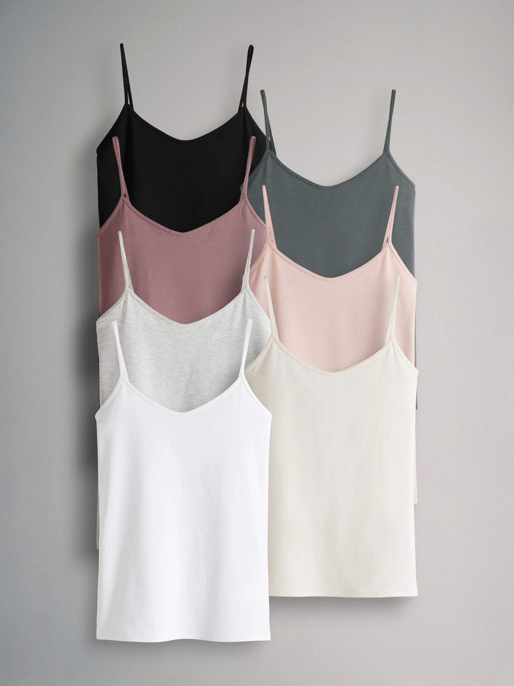 Zwart/lichtgrijs/roze/crème/blauw/wit - The Set 7 pakken dunne bandvest Tops
