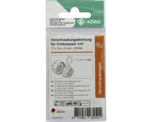 EPDM ring 17 x 24 x 2 mm 70 Sh.A voor 1/4
