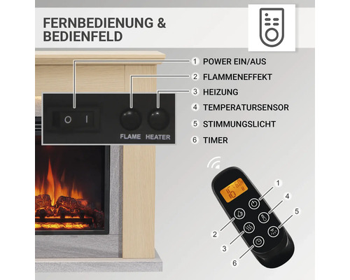 Elektrische haard Balderia Pandora licht eiken 2000 watt