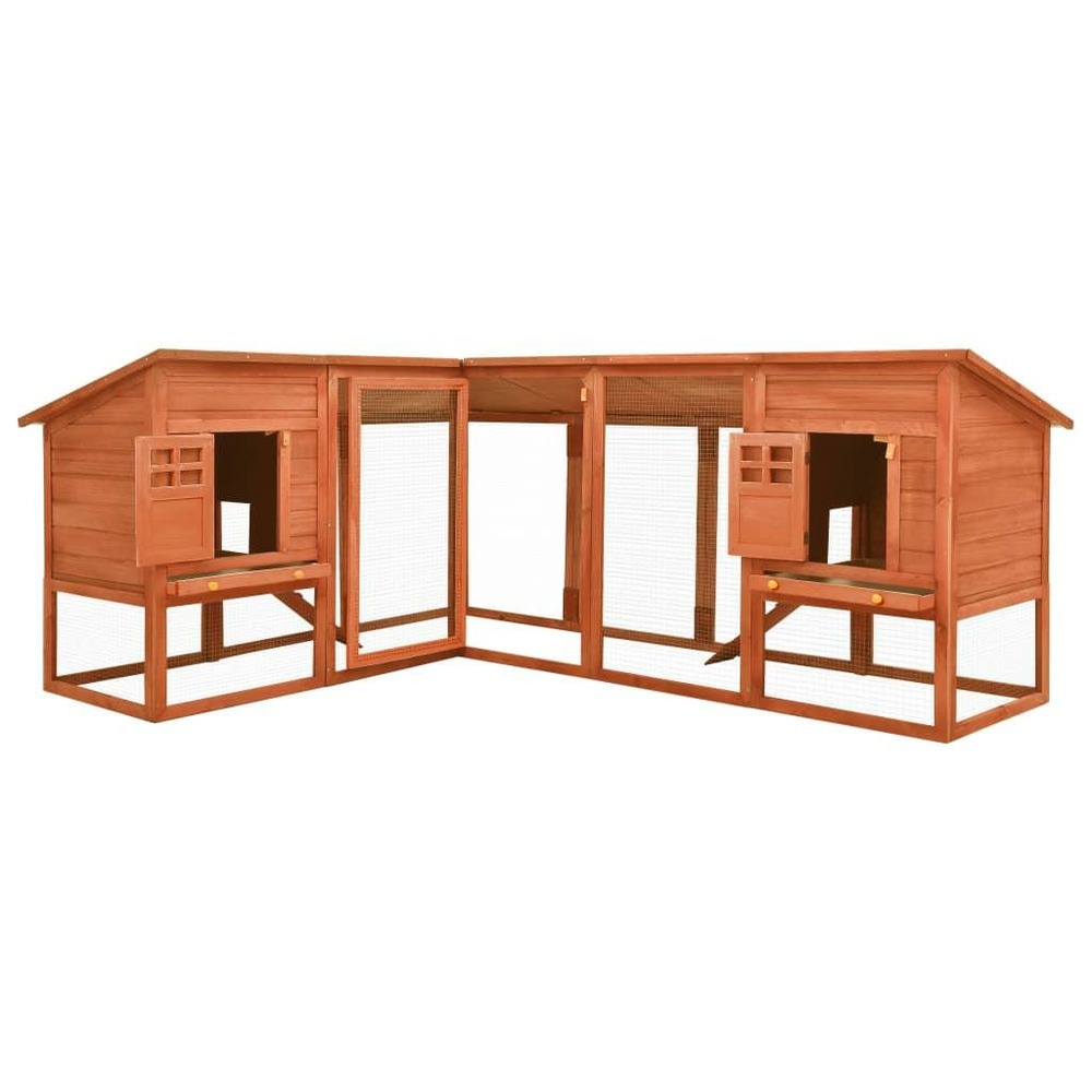 Clapier d'extérieur avec piste 250 x 192 x 105 cm bois de sapin solide marron