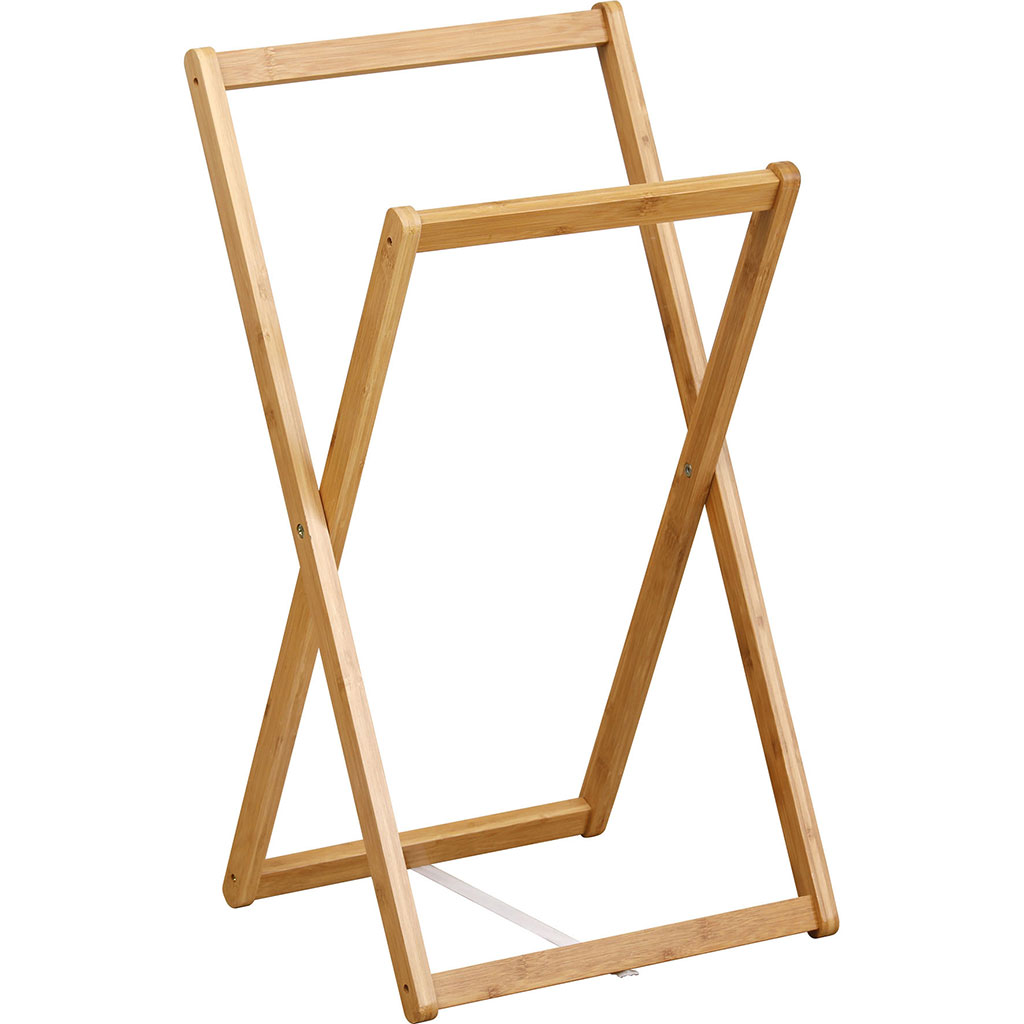 Porte-serviettes pliable 2 barres bambou 42x78x37cm