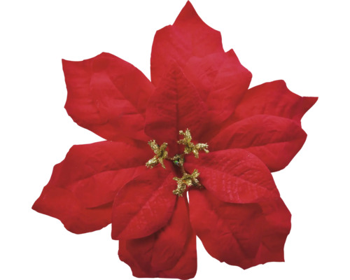 Kerstster met glitter op clip, kunststof, rood