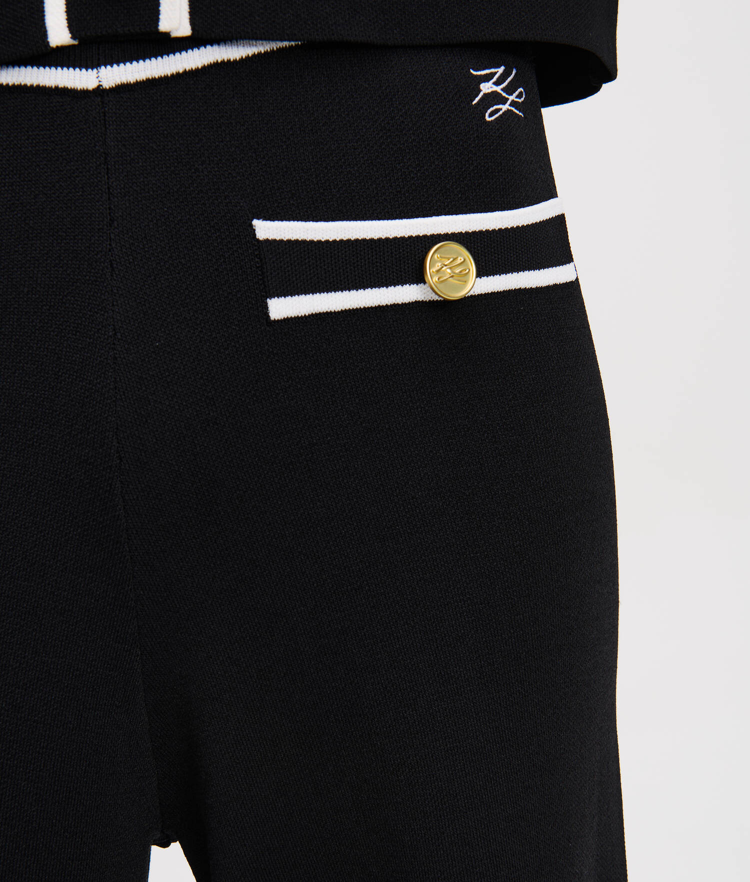 JUPE-CULOTTE EN TRICOT KARL ESSENTIAL - Blanc/Noir