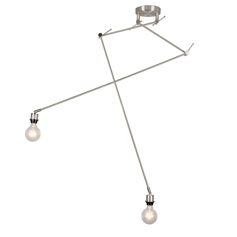 Moderne hanglamp staal zonder kap 2-lichts - Blitz
