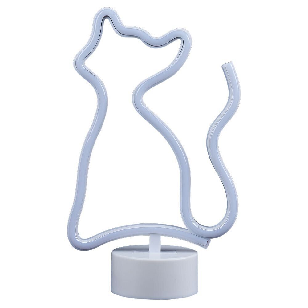 Lampe néon sur base forme chat PVC 27x17cm rose