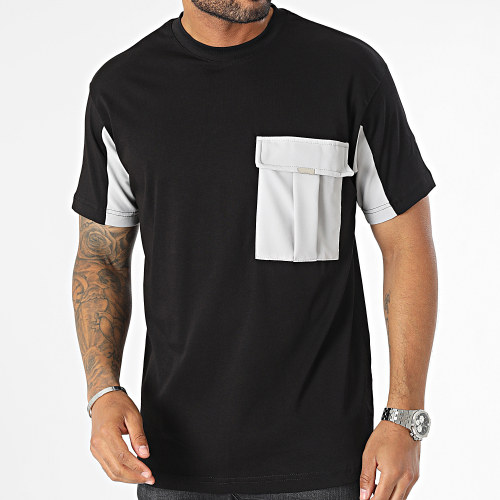Tee Shirt A Poche Noir Gris