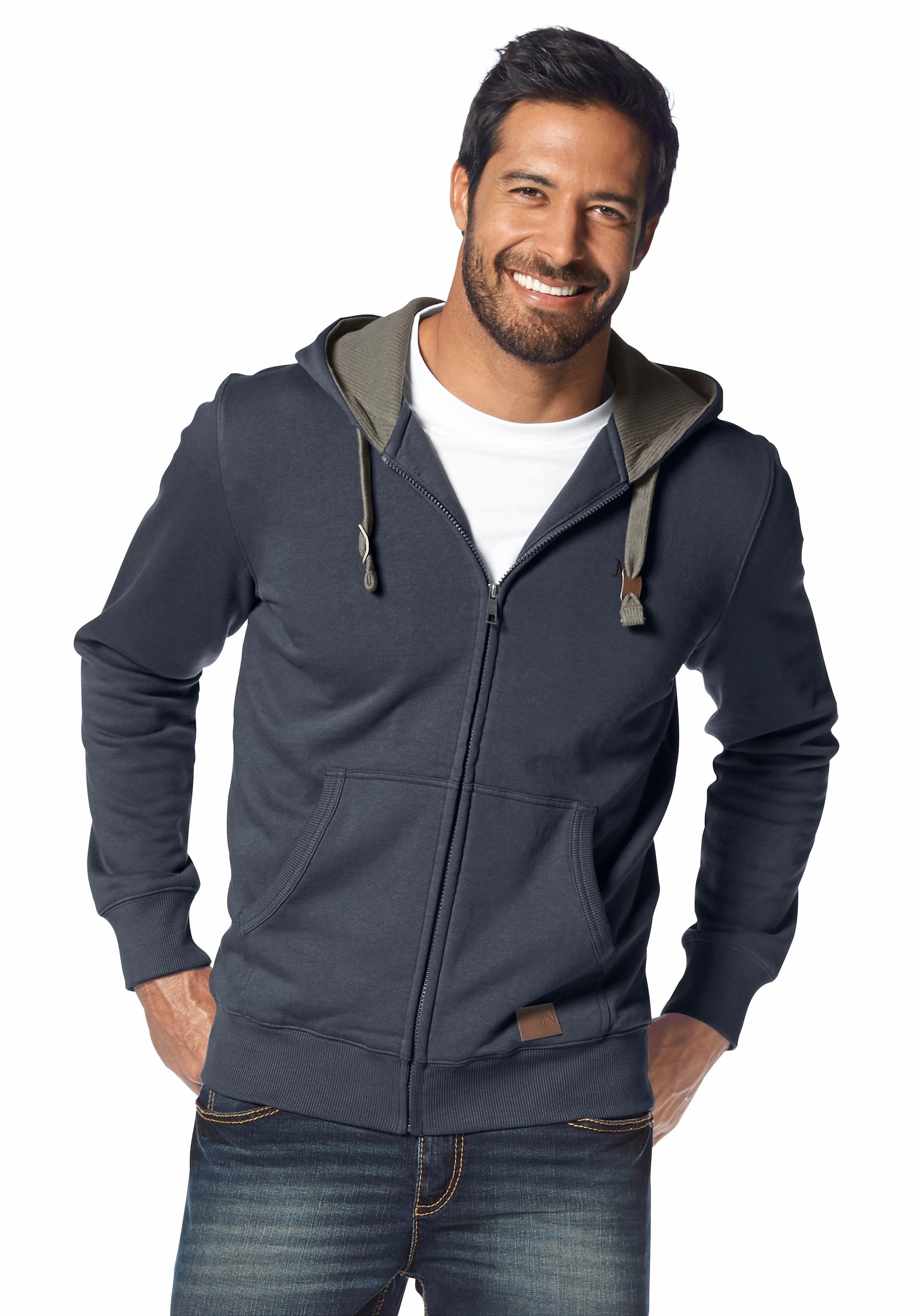 Man's World Kapuzensweatjacke , mit kontrastfarbigem Innenfutter