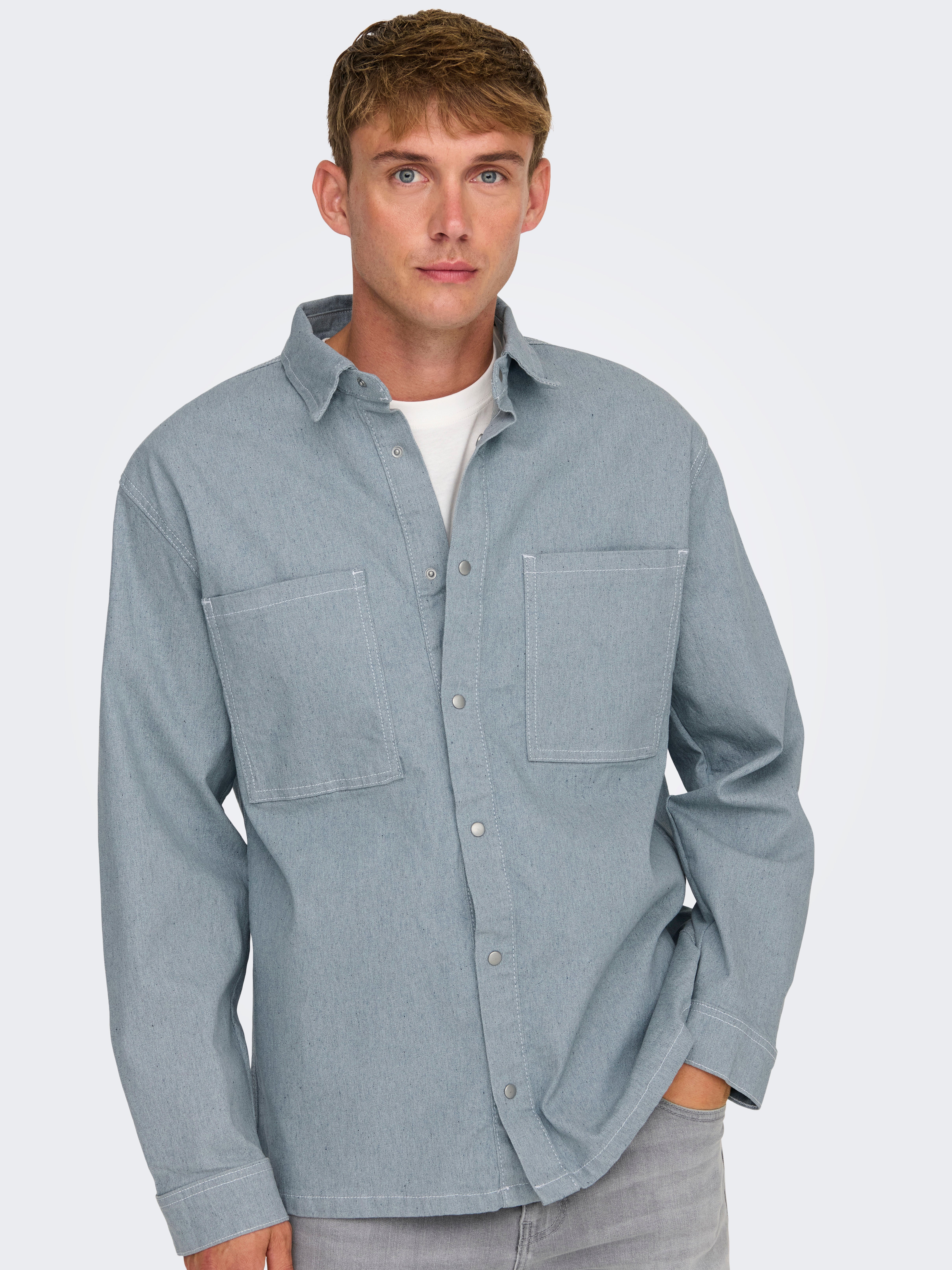 ONSDAGO Jeanshemd Light Grey Denim