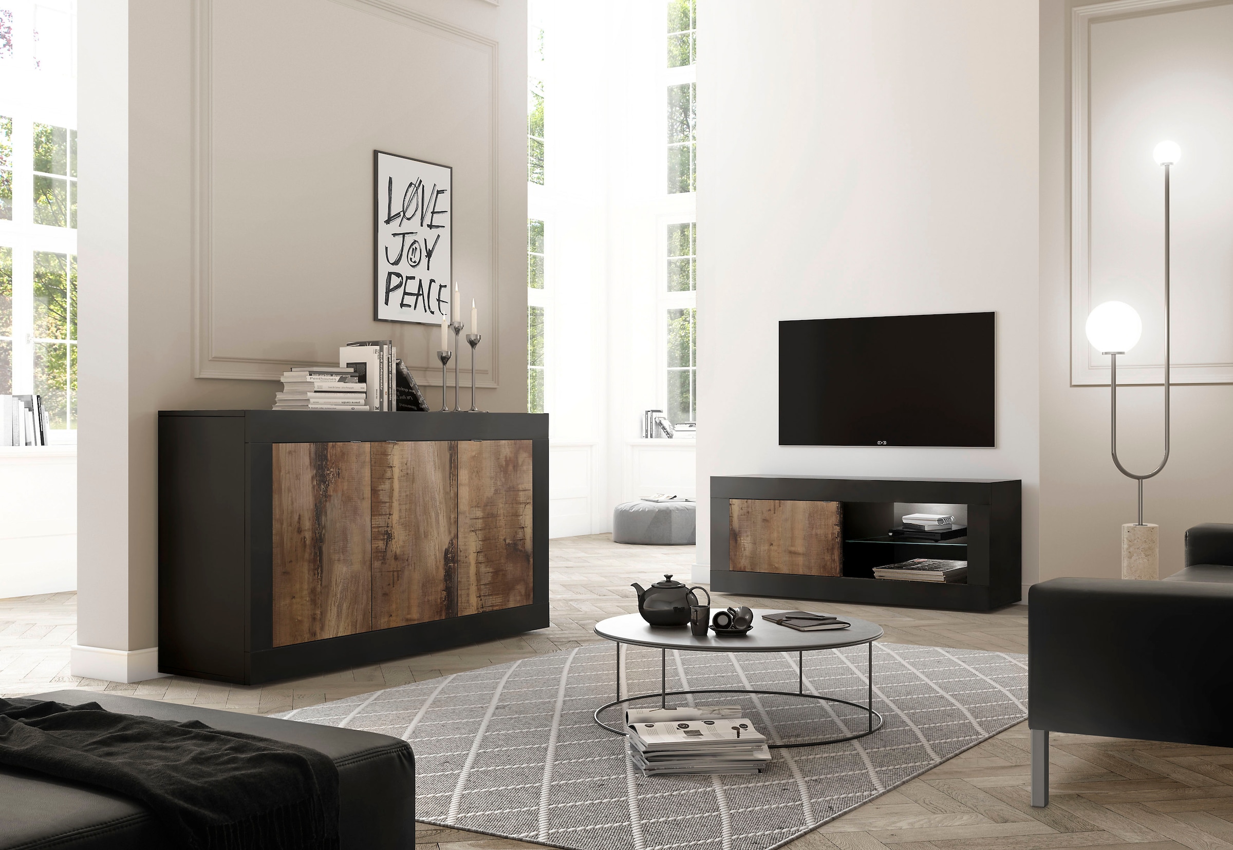 INOSIGN Sideboard »Basic Breite 160 cm, Kommode 3 Türen, Anrichte,« Metallgriff, moderne Rahmenoptik, viel Stauraum, Farbauswahl