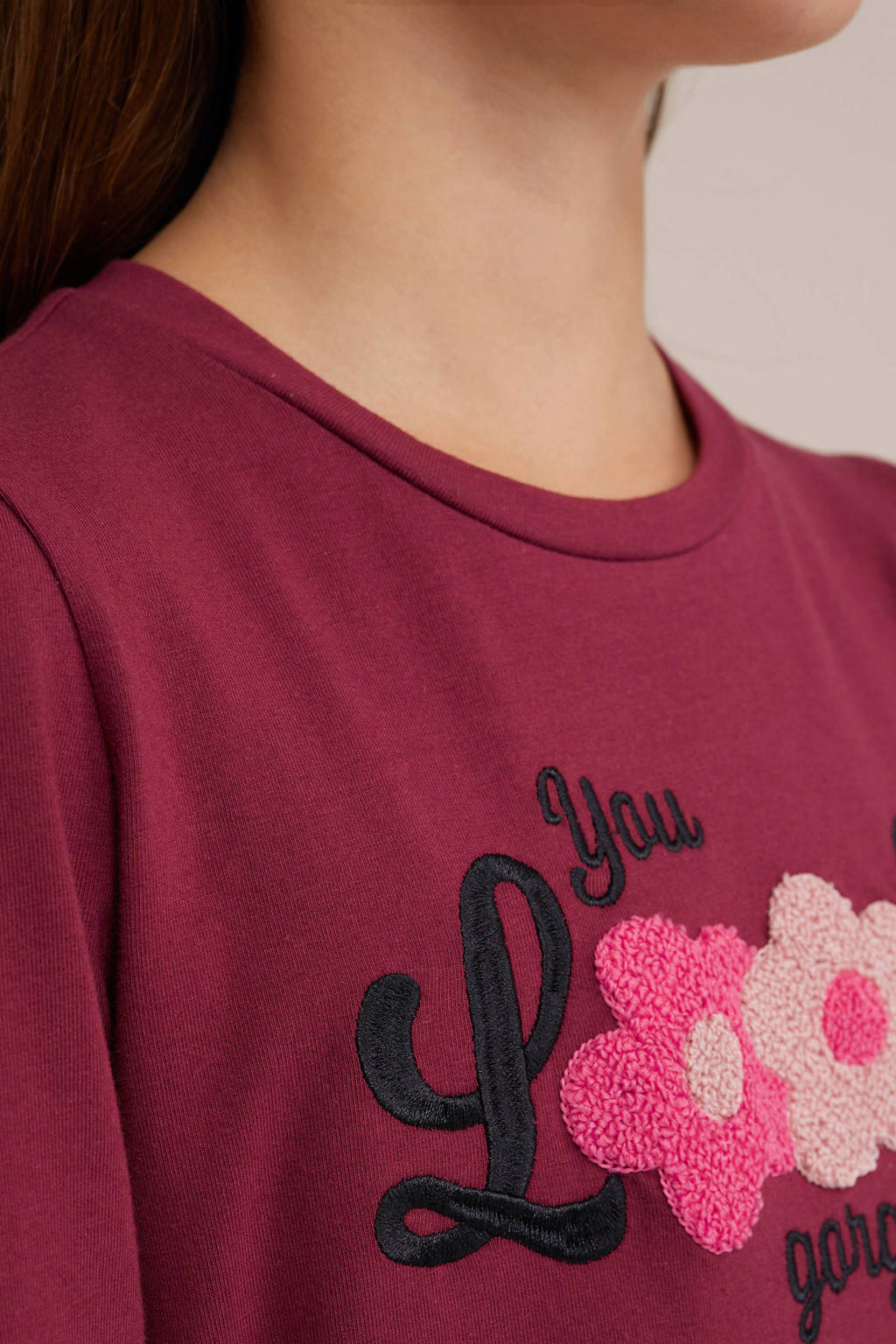 WE Fashion longsleeve met printopdruk donkerrood