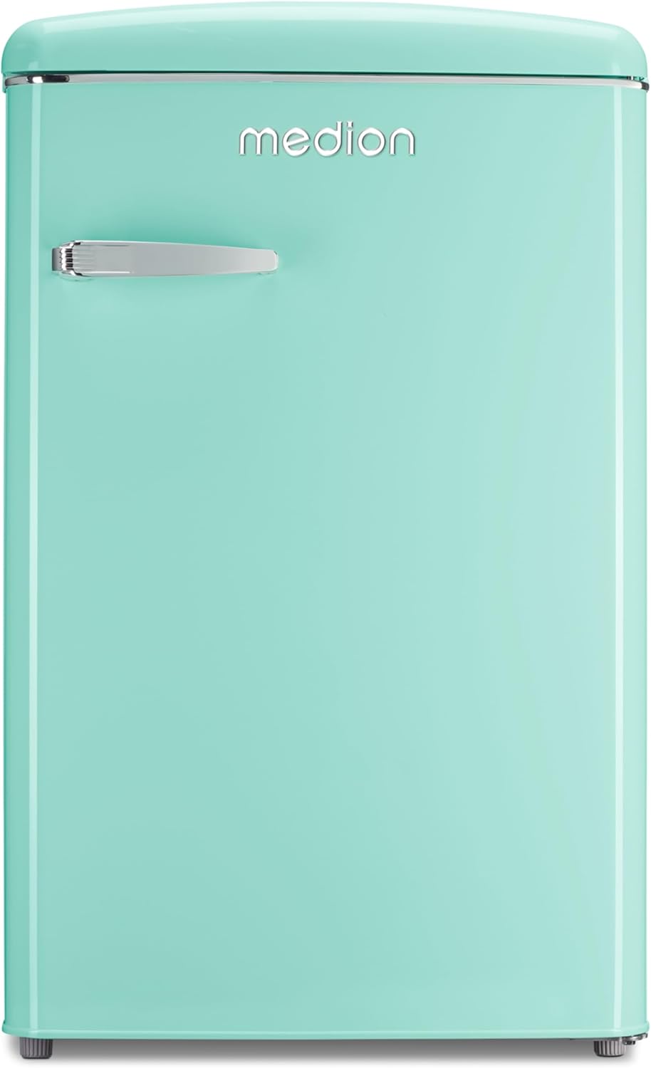 MEDION Retro Kühl-Gefrierkombination (95L Kühlschrank, 13L 4 Sterne Gefrierfach, 108 Liter Nutzinhalt, LED Innenbeleuchtung, Stufenlose Temperaturregelung, MD 37790) grün