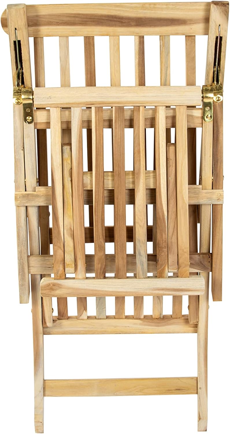 SAM Teak Holz Deckchair, Liege-Stuhl, verstellbar, geschliffen, robuste Garten- Balkon- Sonnenliege, Liegekomfort
