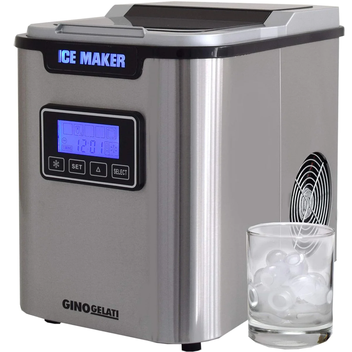 Machine à glaçons numérique en acier inoxydable avec écran LCD Syntrox