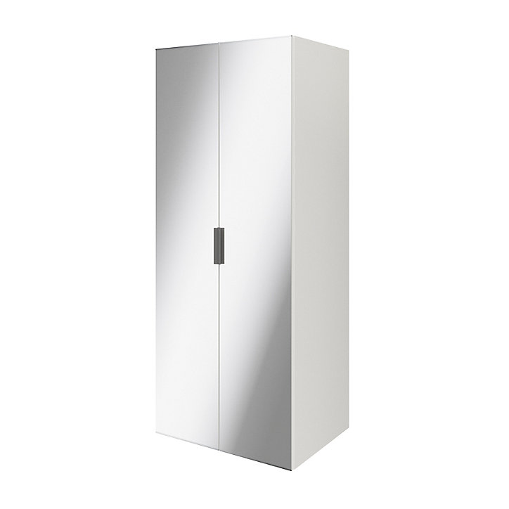 Armoire penderie blanche portes battantes miroir GoodHome Atomia H. 187,5 x L. 75 x P. 60 cm