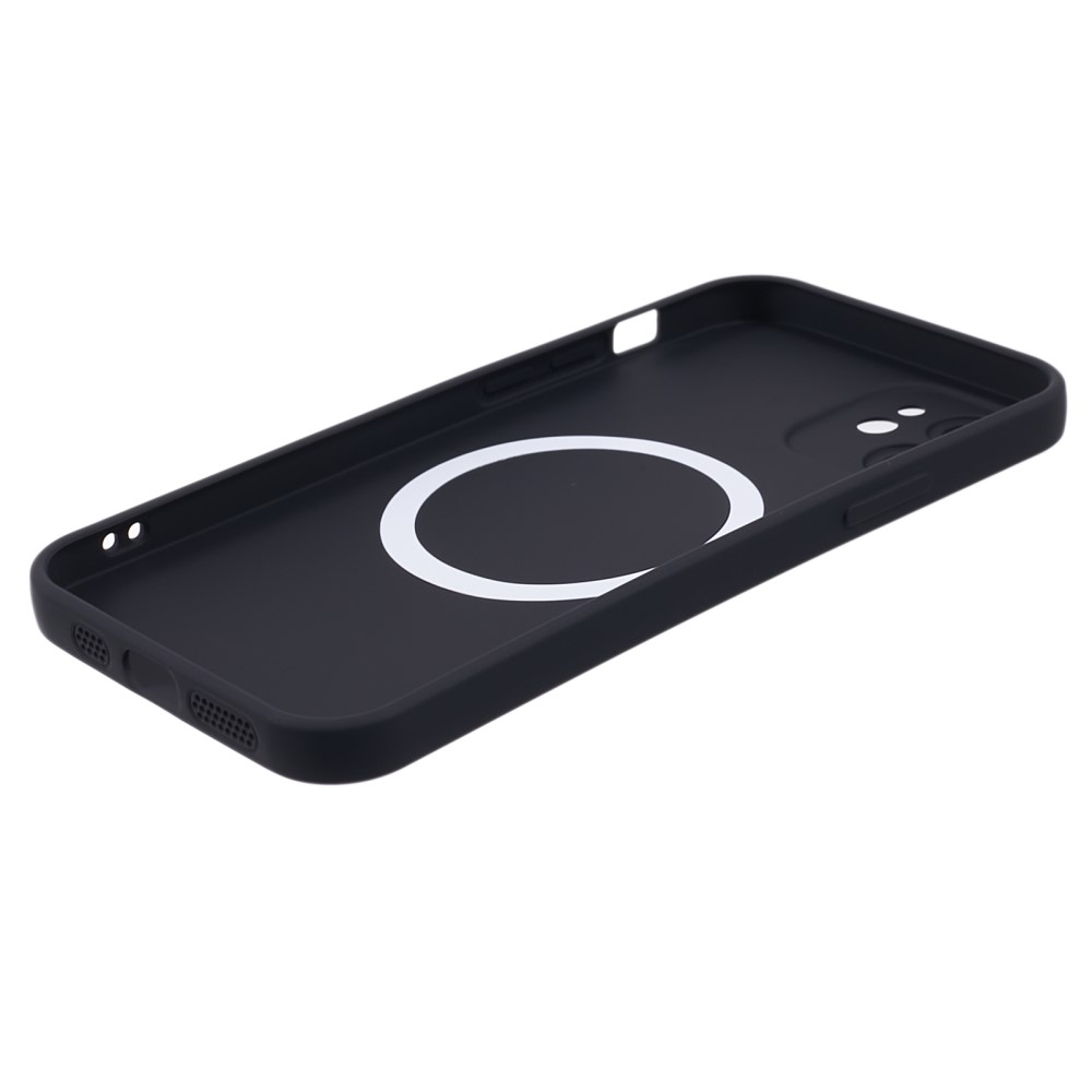 Apple iPhone 12 MagSafe Silikon Case Hülle mit Kameraglasschutz - Schwarz