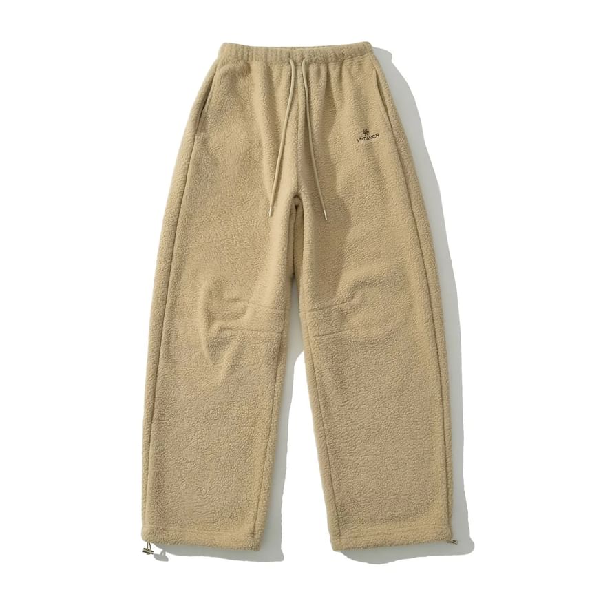 Opuscule - Fleece broek met trekkoord en geborduurde letters