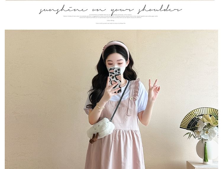 Levsayte - Maternity Plain Ruffle Midi Pinafore Dress