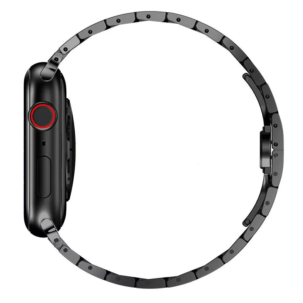 Apple Watch (49/46/45/44 mm) Edelstahl Butterfly Schmuckarmband mit Faltschliesse - Silber
