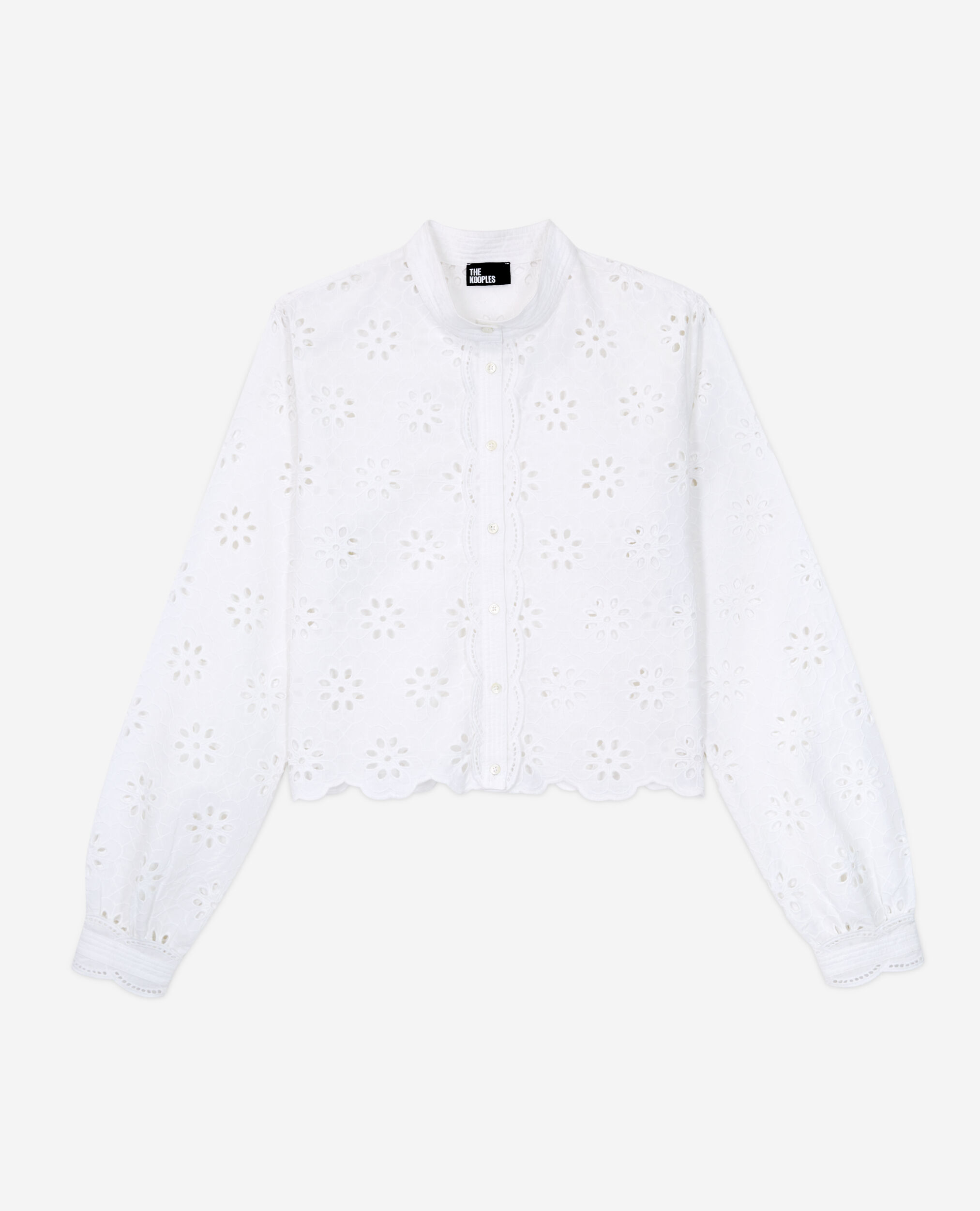Chemise courte blanche en broderie Anglaise