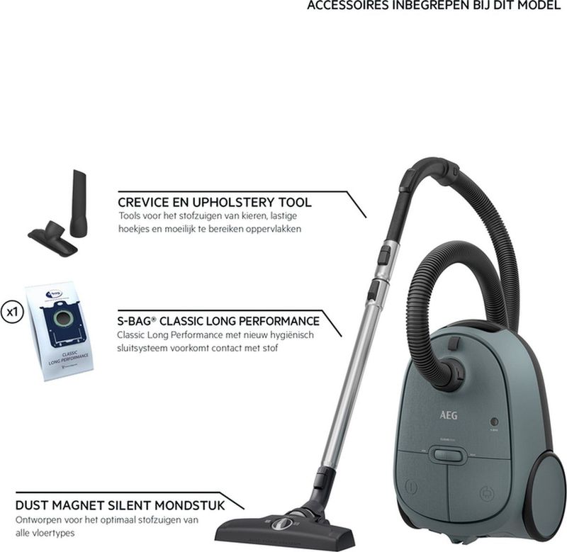 AEG AB61C1OG Clean 6000 - Stofzuiger met zak - Ocean Green - Hepa 13