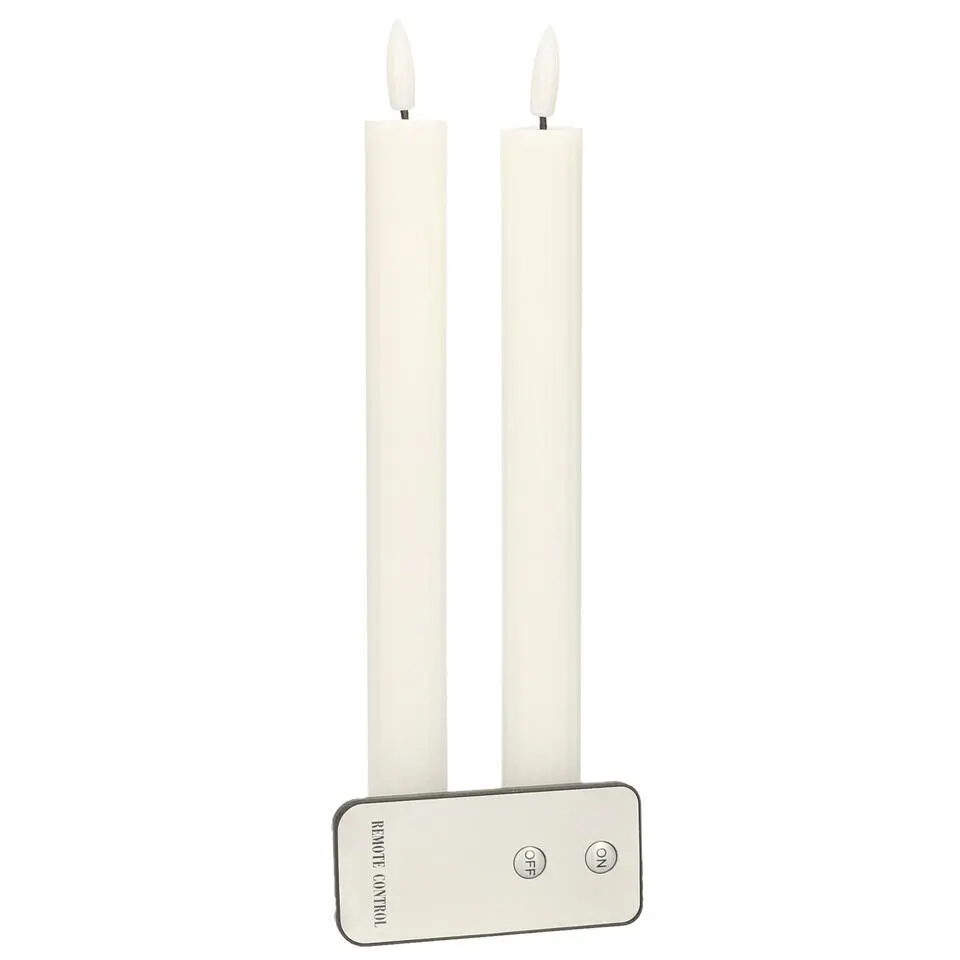 Anna's Collection Led dinerkaarsen - 2x st - wit - ribbel - 23 cm