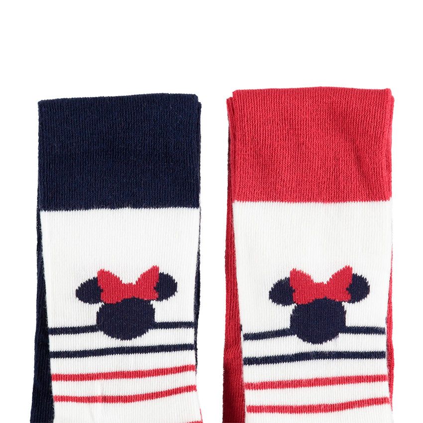 Lot de 2 collants épais avec Minnie Disney en jacquard et rayures - Bleu marine