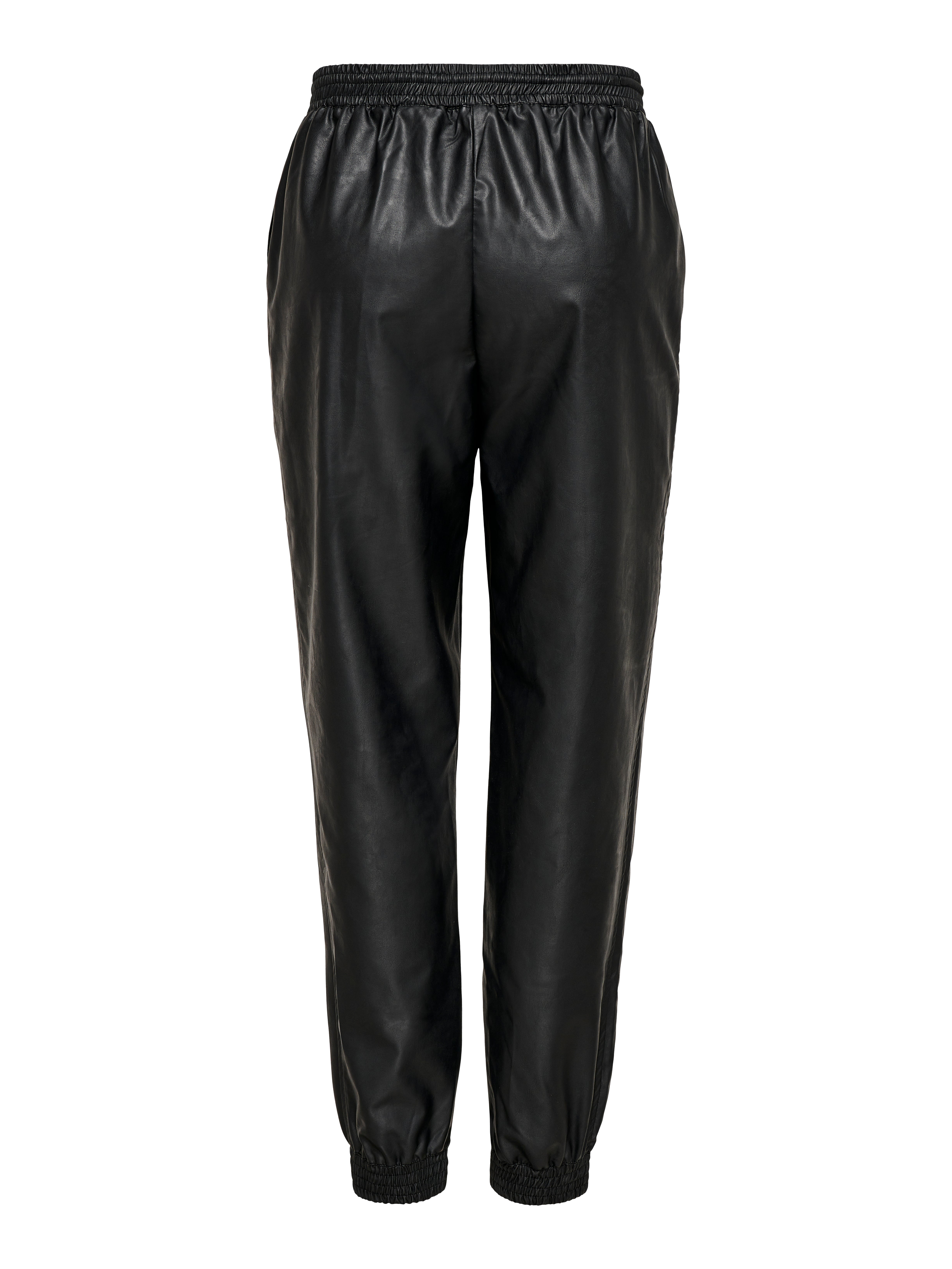 ONLMADY Mittlere Taille Normal geschnitten Hose in Lederoptik Black