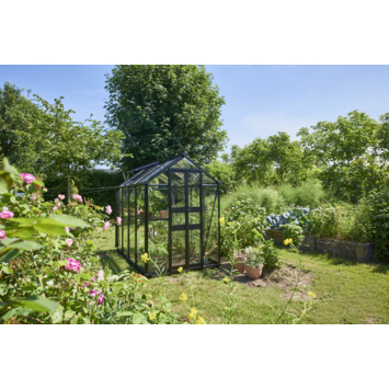 Tuinkas Royal Well Birdlip 48 zwart gecoat met 3mm veiliheidsglas