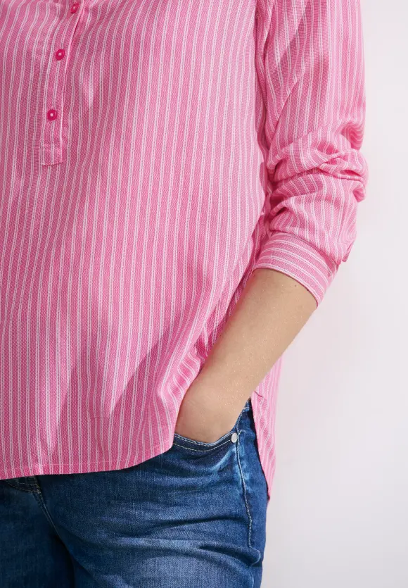 Viskose Streifenbluse - pink sorbet