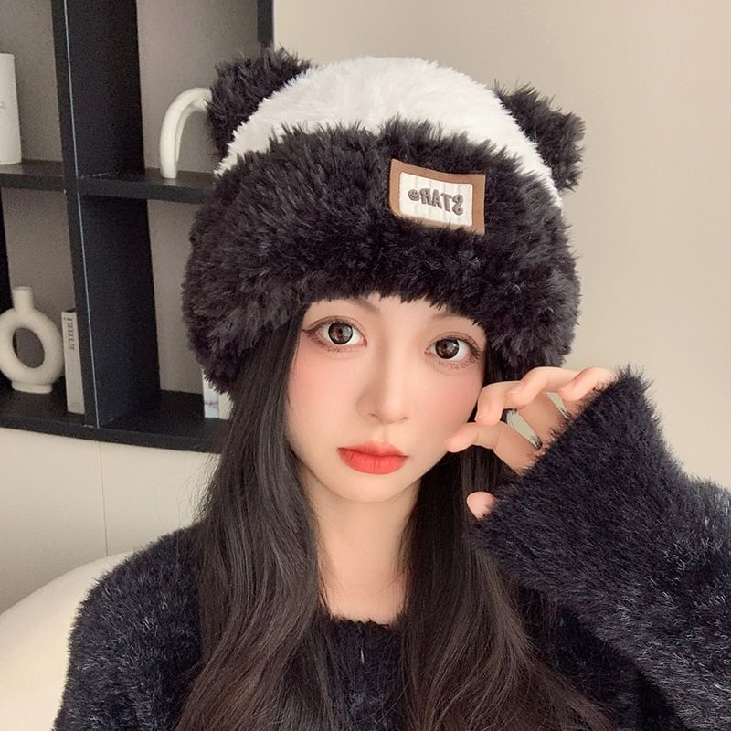 LANWO - Zachte beanie met berenoor