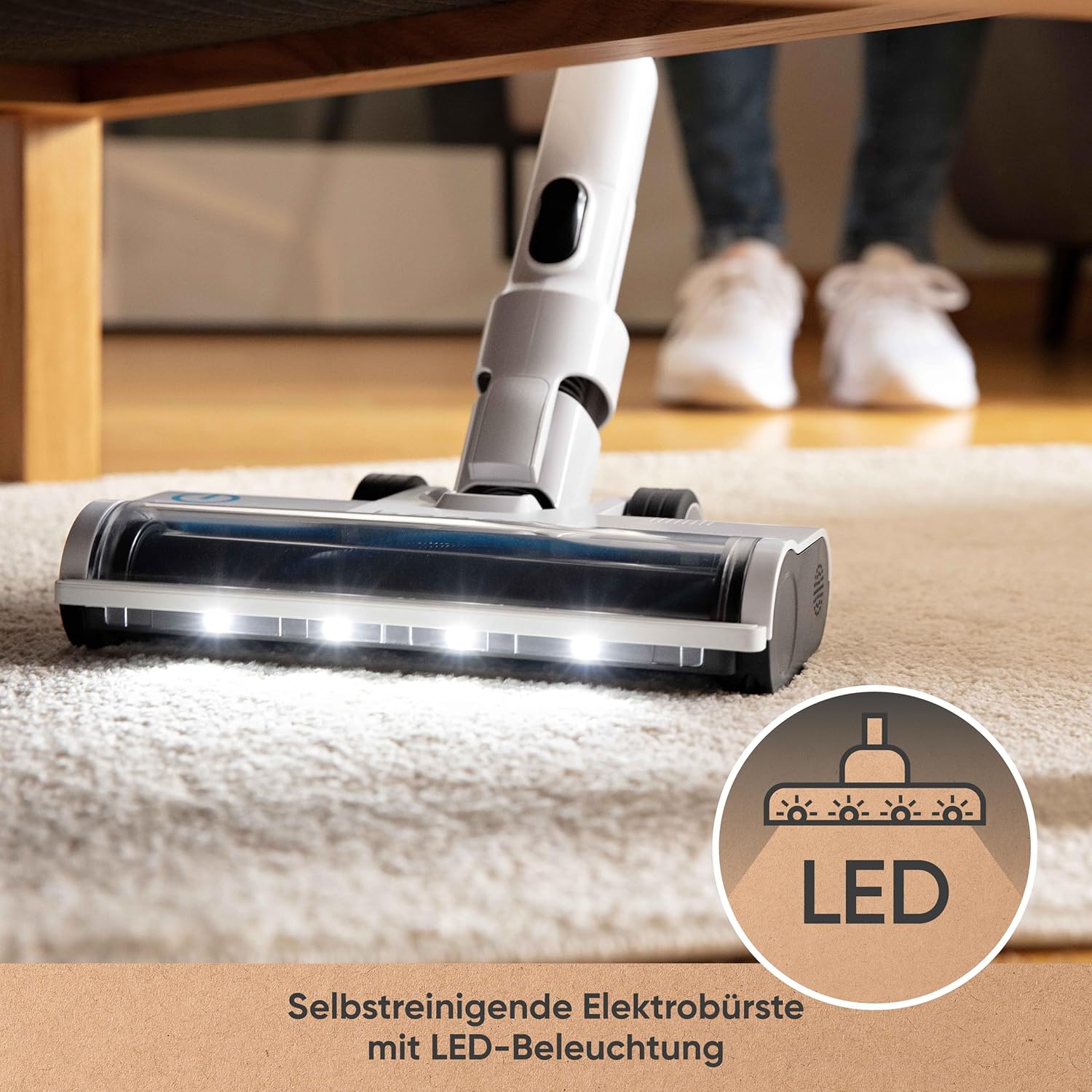 hoogo Akku Staubsauger S3 2in1 | 300W | 21.000 Pa | beutellos kabellos | Laufzeit bis zu 50 Min. | Handstaubsauger | Tierhaare | LED-Beleuchtung | Qualität aus Deutschland
