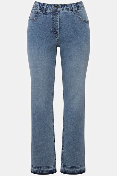 Jeans Mandy, Fransensaum, weites Bein, Stretch