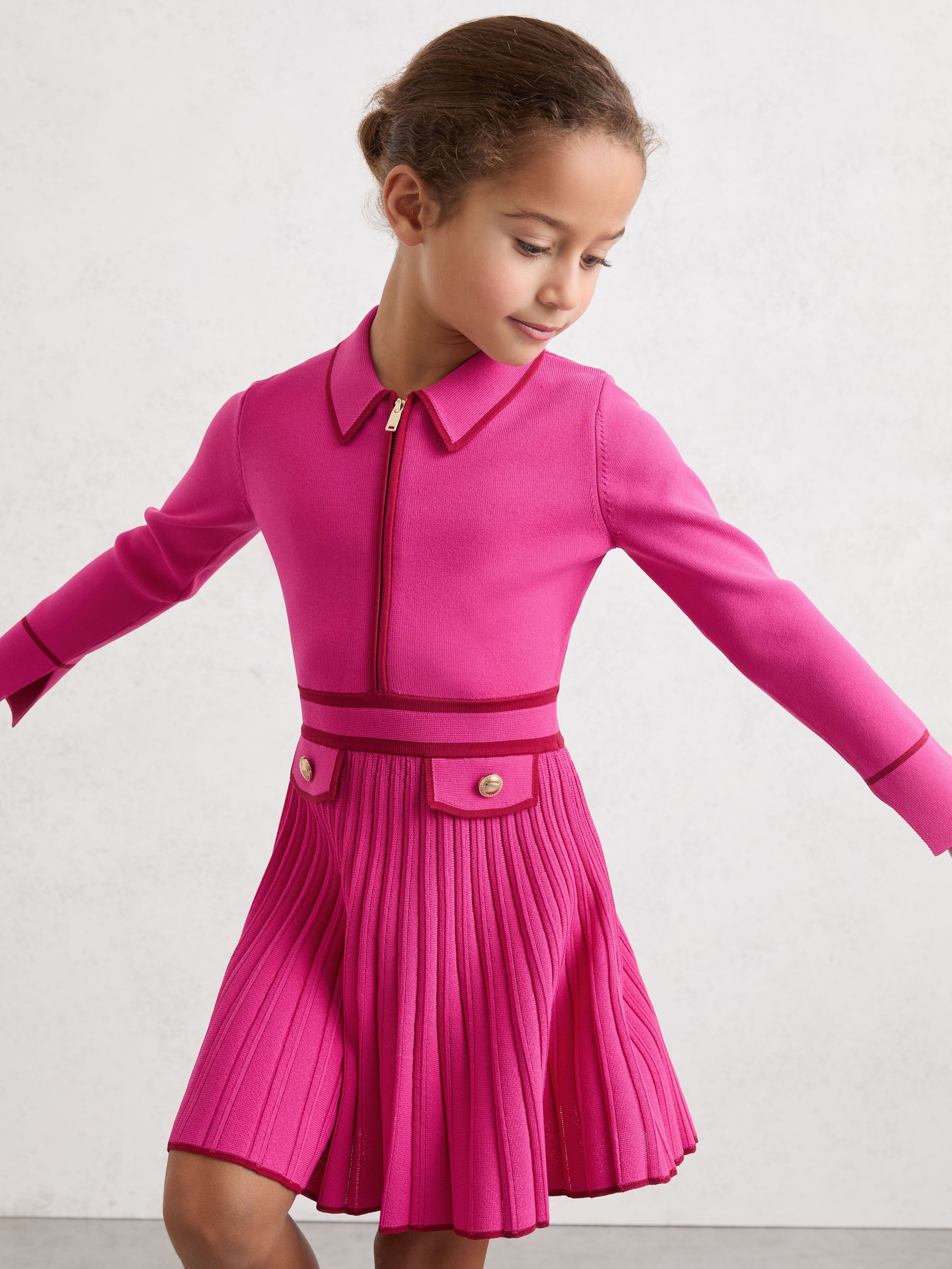 Felroze - Reiss Anne Pleated Tipped Knit Dress