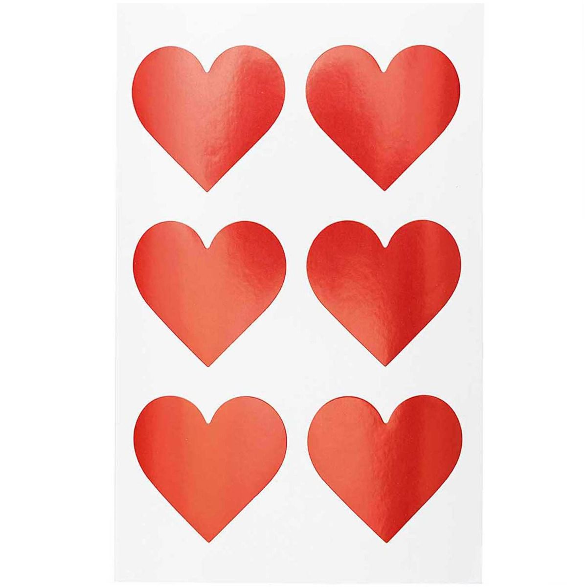 Planches de 6 stickers coeurs rouges Rico Design