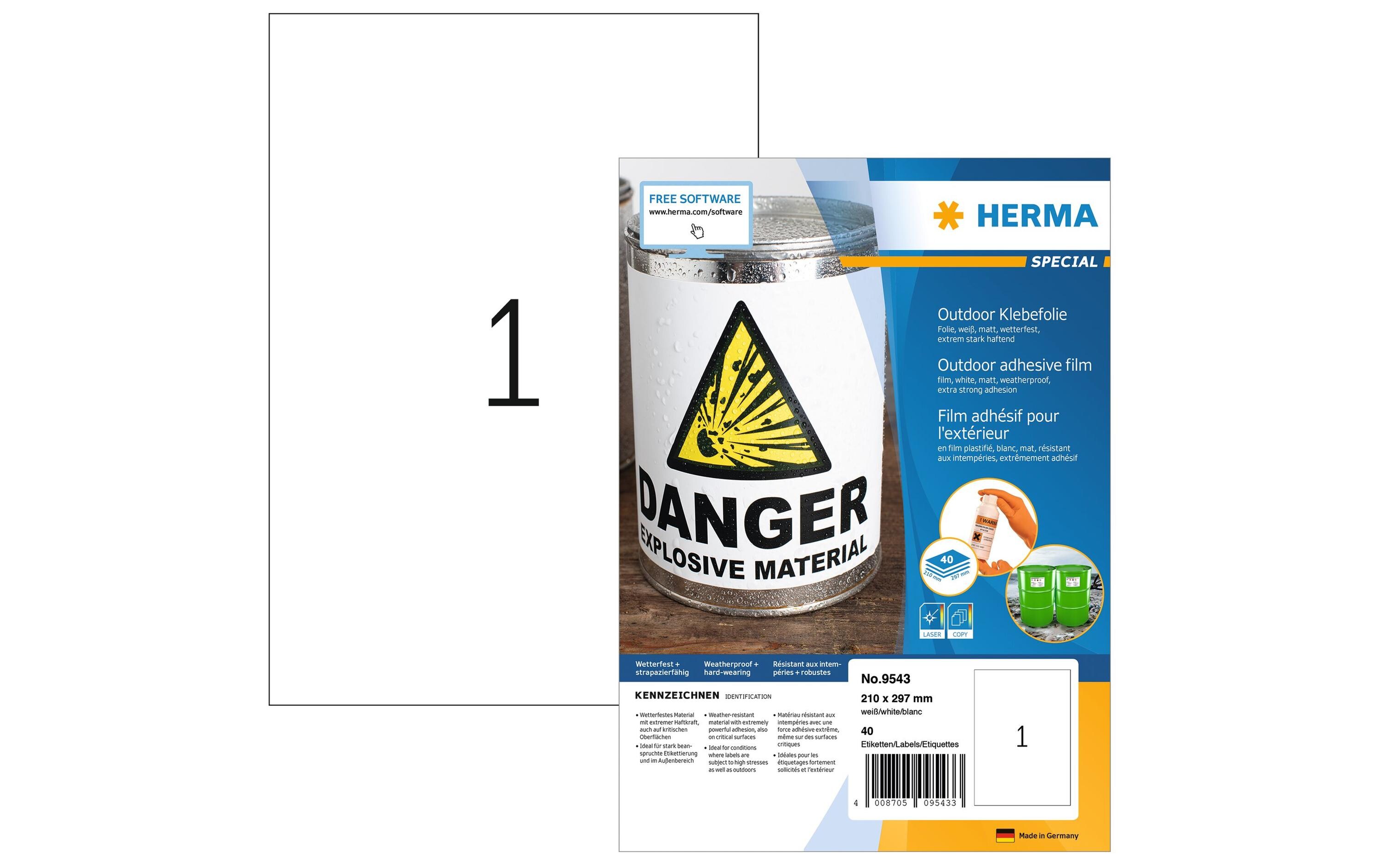Outdoor-Etiketten 9543 210 x 297 mm, 40 EtikettenWetterfeste Etiketten