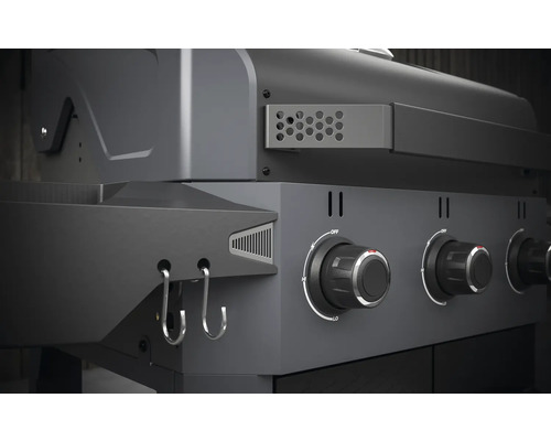 Tenneker® Carbon TG-3 U Gasgrill met 3 branders + zijbrander, gietijzeren rooster, zwart
