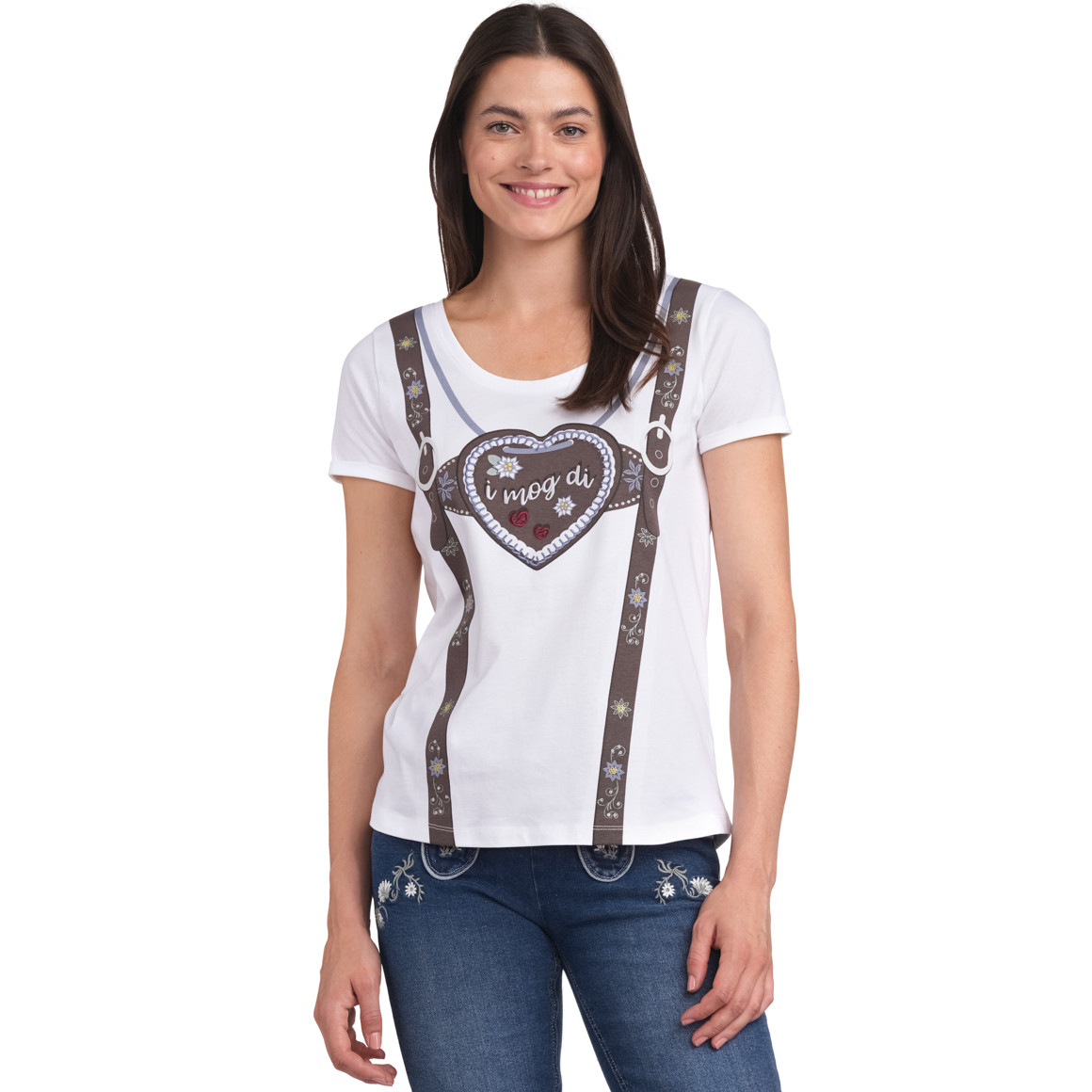 Gina Benotti Damen T-Shirt in Okotberfest-Optik weiss