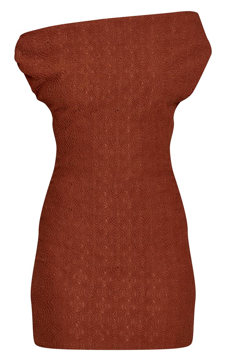 Chocolat Robe Moulante Asymétrique Texturée Marron