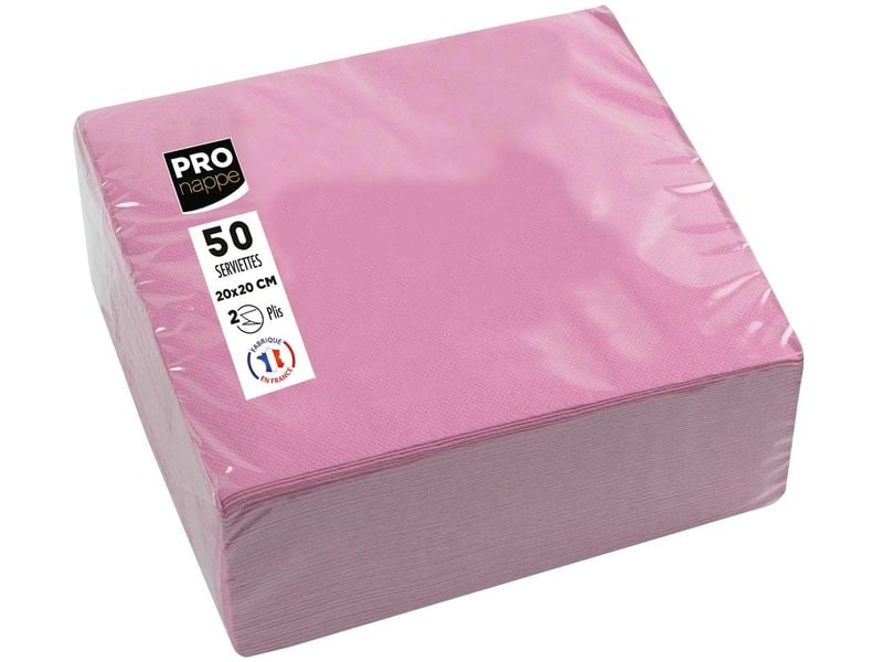 PRO nappe Papierservietten Rosa 20 cm x 20 cm, 50 Stück Packung mit 50 Cocktail-Servietten