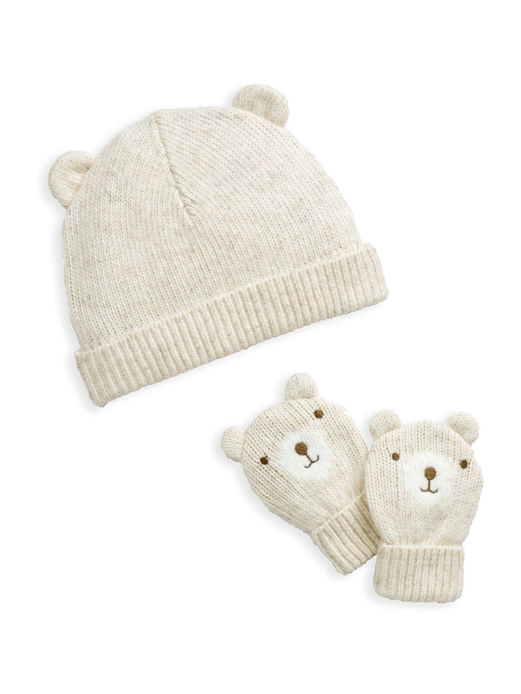 Mamas & Papas Bear Knitted Hats,Gloves & scarves set