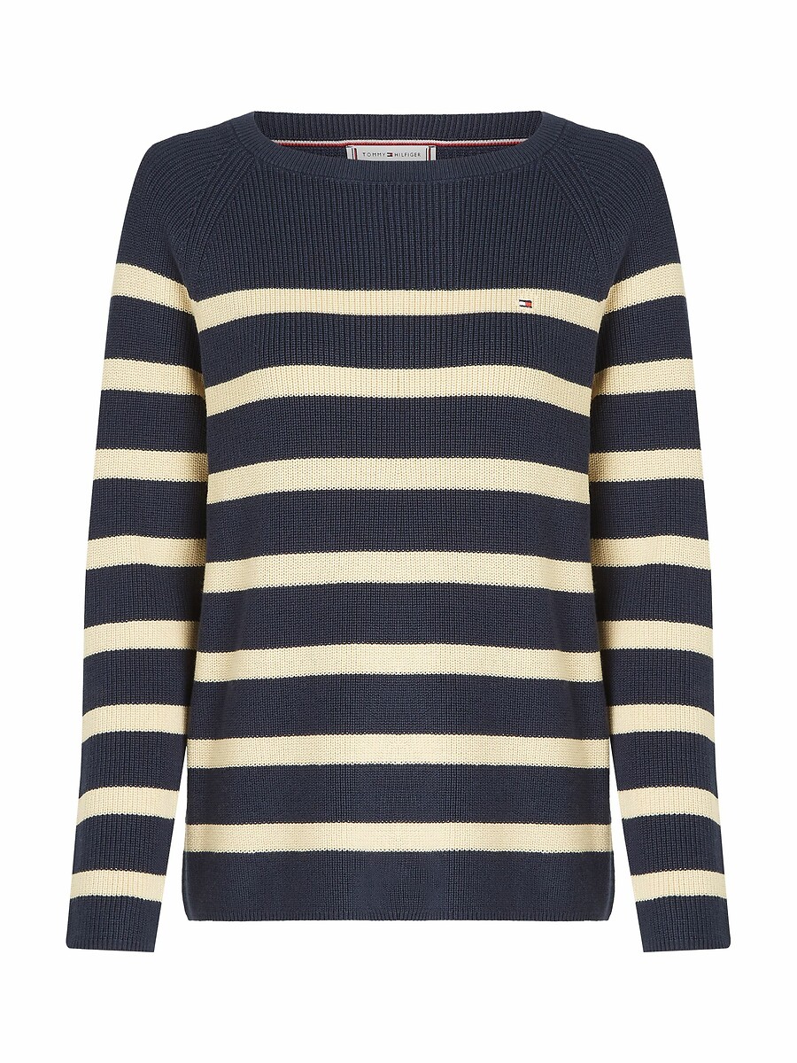 TOMMY HILFIGER<br>Suéter azul-marinho com mangas compridas e gola redonda